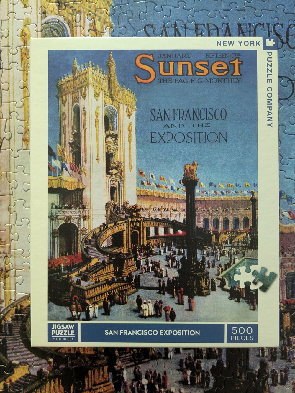 New York Puzzle Company 500 Piece - Sunset San Francisco Exposition